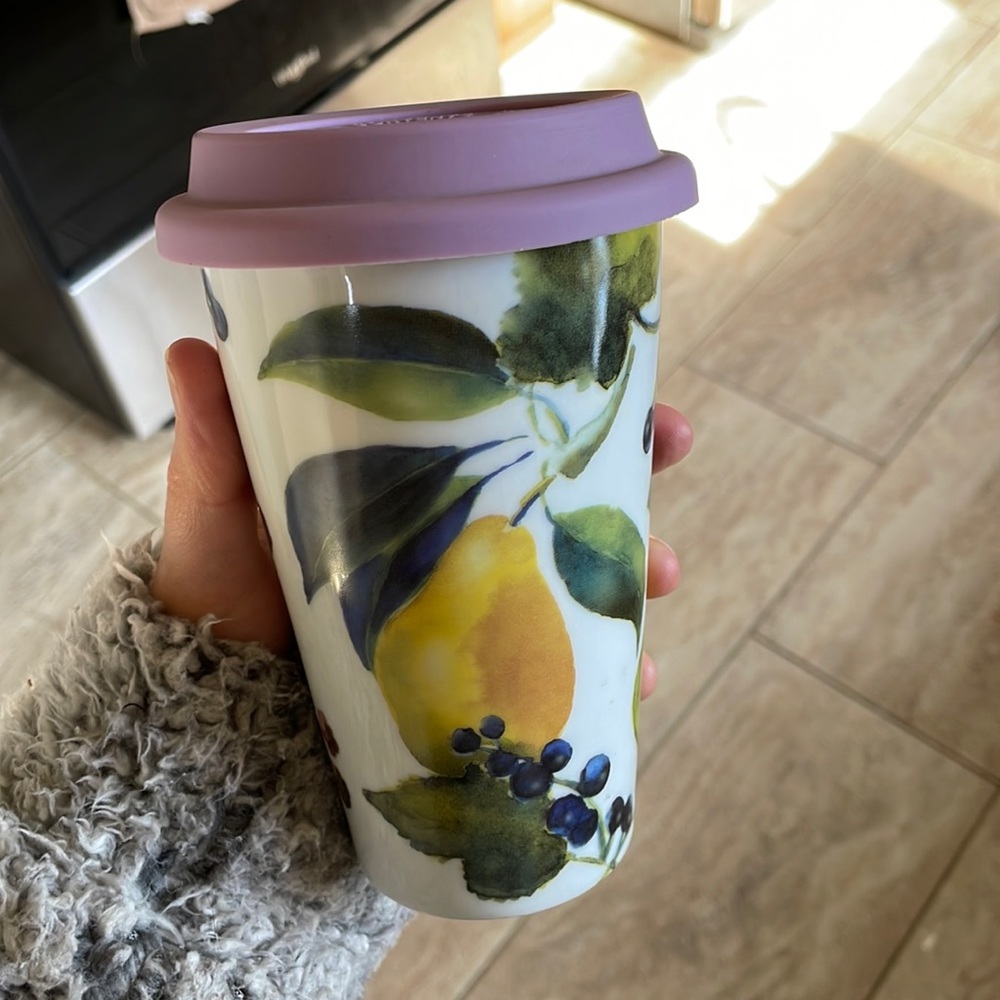Fruit Floral 12 Oz Porcelain Takeaway Mug